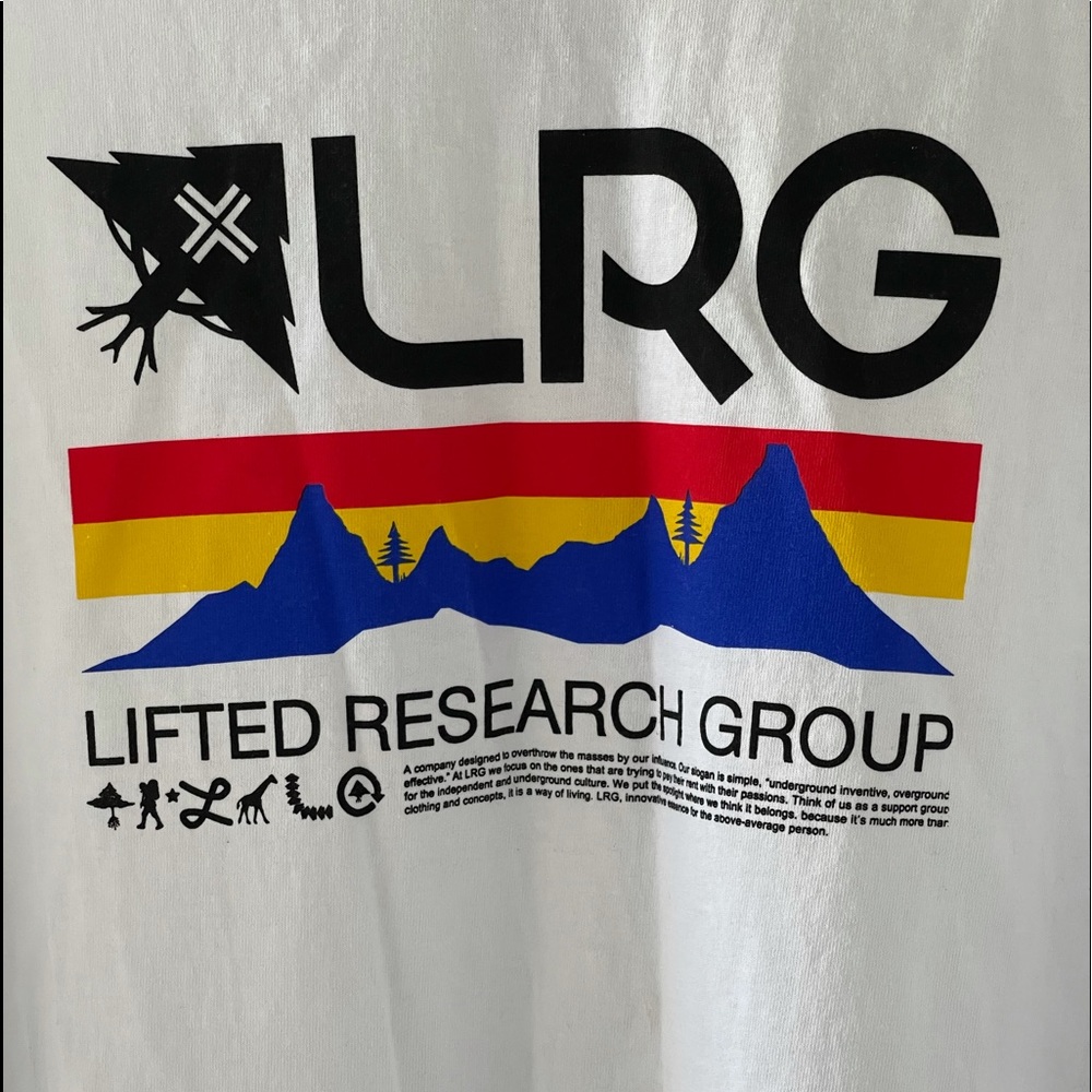 Men’s 3X new Lifted Research Group (LRG) cotton T-shirt NWT. 🔵⚪️🟡🔴⚫️
